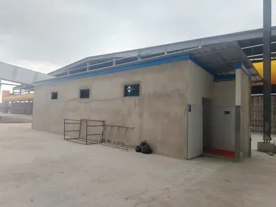 Industrial toilet block with a steel roof