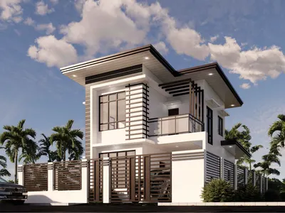 Architect’s perspective of a two-storey modern house